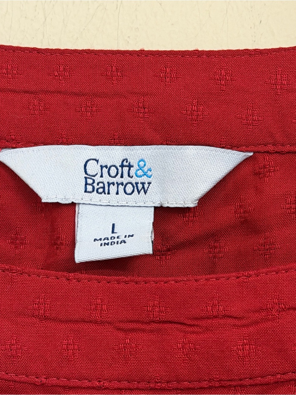 Croft & Barrow Red Long Sleeve Midi Dress Smocked Waist Women’s Large NWT - Picture 5 of 12